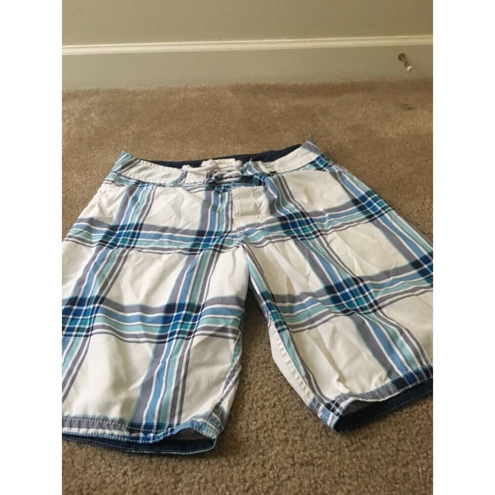 Aeropostale Bermuda Shorts Mens Size 34 Blue Whitwe Plaid Regular Fit